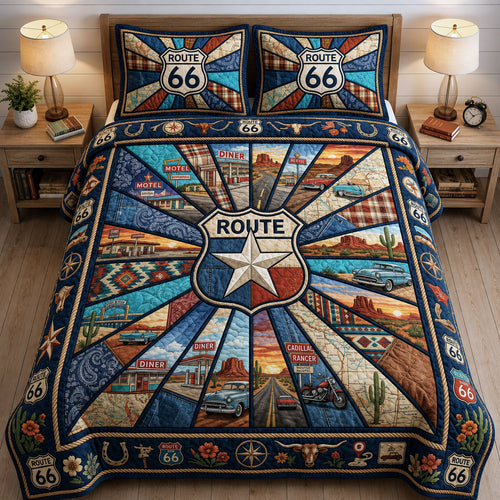 Route 66 Across America 3-Piece Quilted Bedding Set GFTOPND691