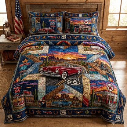 Across America Map 3-Piece Quilted Bedding Set GFTOPND692