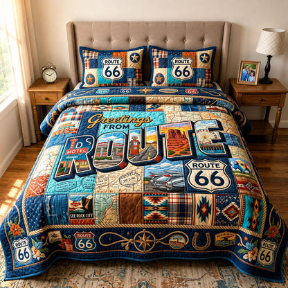Greetings From Route 66 3-Piece Quilted Bedding Set GFTOPND695