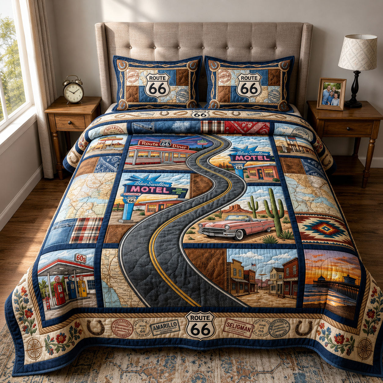 The Mother Road Story 3-Piece Quilted Bedding Set GFTOPND698