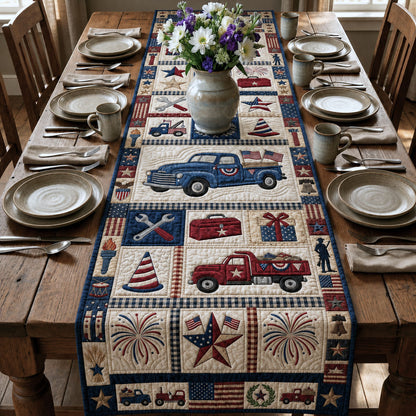 4th Of July Truck Quilted Table Runner GFTOPND70