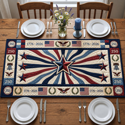 Star Stripe American Flag Quilted Table Runner GFTOPND72