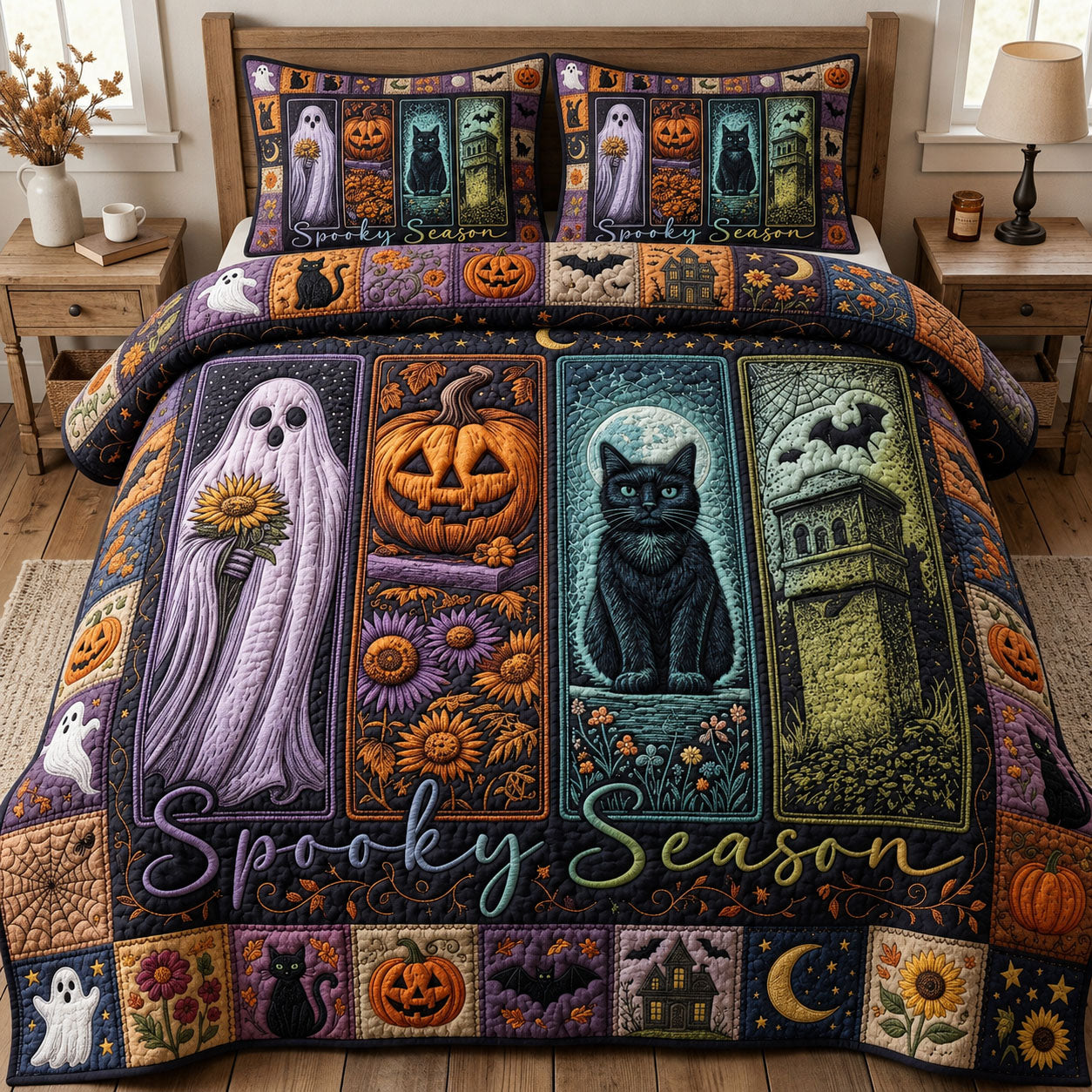 Spooky Season 3-Piece Quilted Bedding Set GFTOPND753