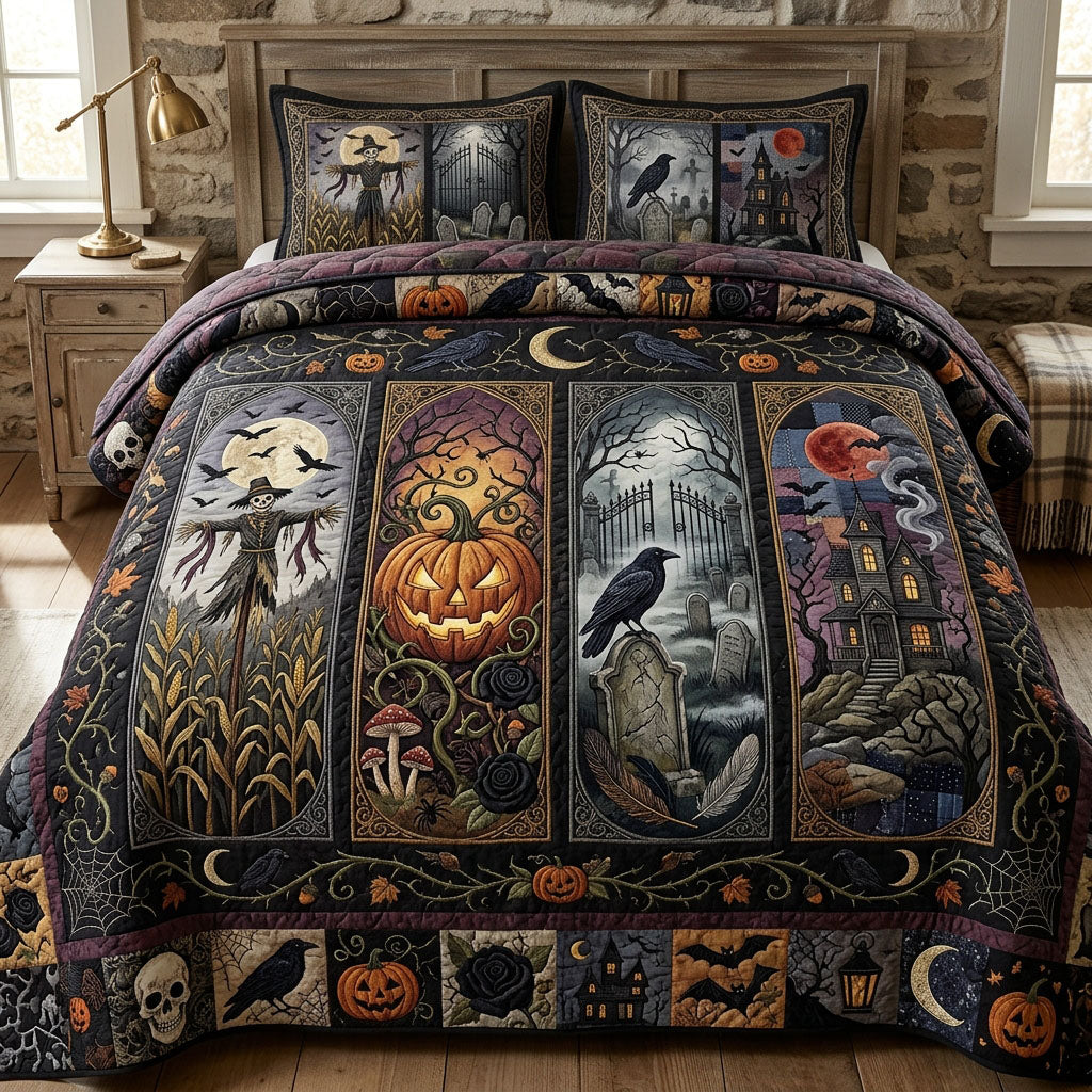 Spooky Season 3-Piece Quilted Bedding Set GFTOPND756