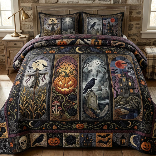 Spooky Season 3-Piece Quilted Bedding Set GFTOPND756