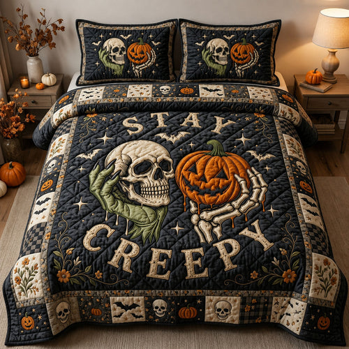Stay Creepy 3-Piece Quilted Bedding Set GFTOPND757