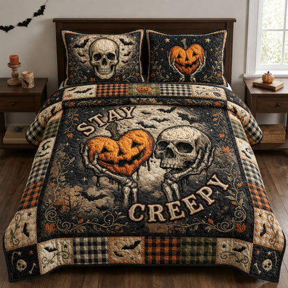 Stay Creepy 3-Piece Quilted Bedding Set GFTOPND759