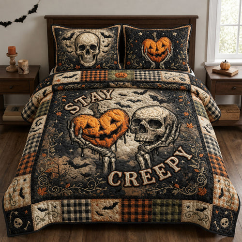 Stay Creepy 3-Piece Quilted Bedding Set GFTOPND759