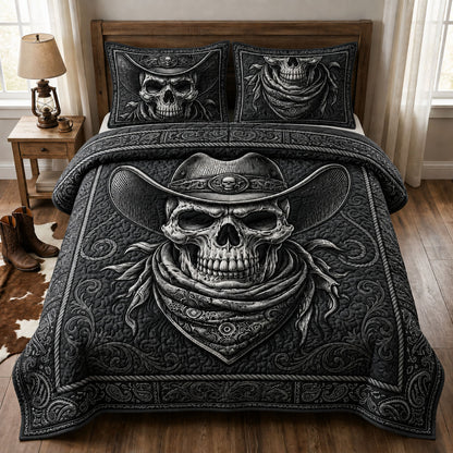 Cowboy Skull 3-Piece Quilted Bedding Set GFTOPND761