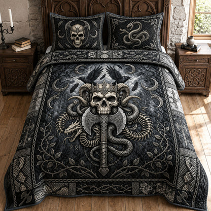 Heavy Metal Skull 3-Piece Quilted Bedding Set GFTOPND763