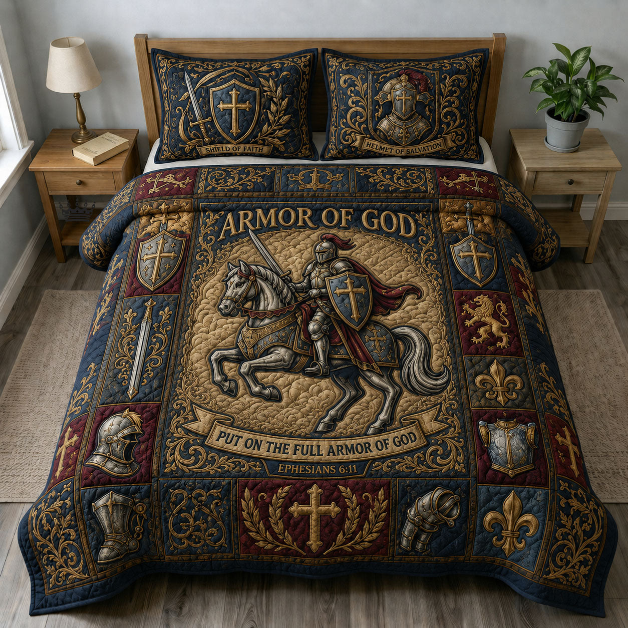 Armor Of God 3-Piece Quilted Bedding Set GFTOPND766