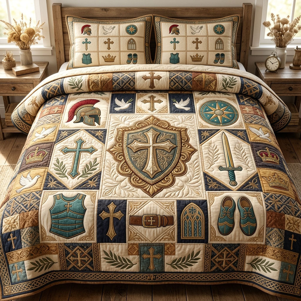 Armor Of God 3-Piece Quilted Bedding Set GFTOPND768
