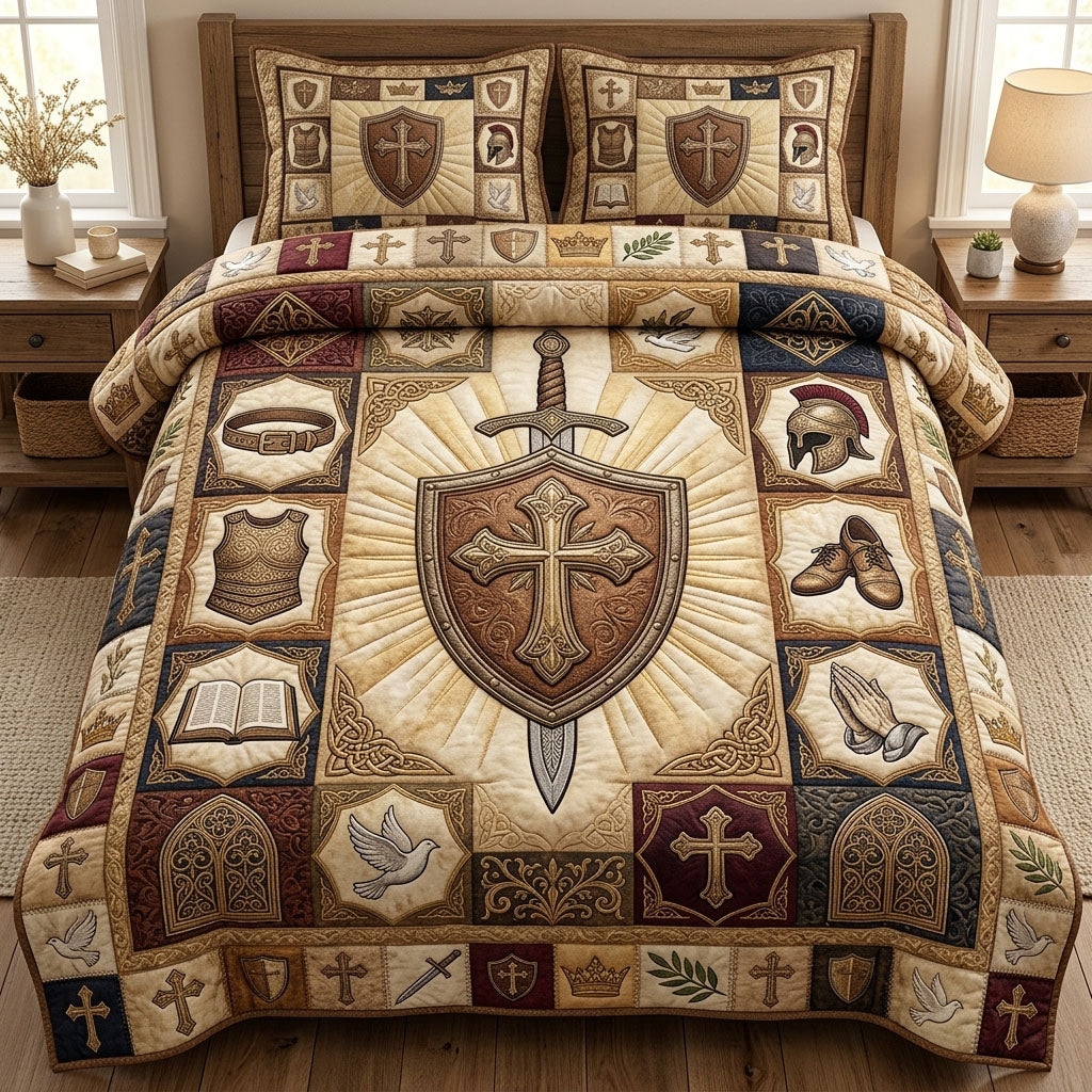 Be Strong In The Lord 3-Piece Quilted Bedding Set GFTOPND770