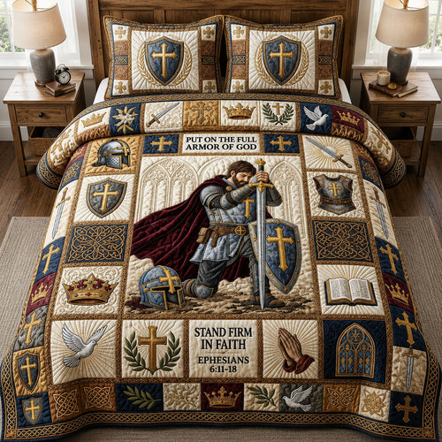Stand Firm In Faith 3-Piece Quilted Bedding Set GFTOPND771