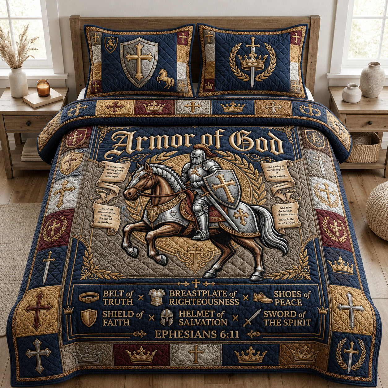 Armor Of God 3-Piece Quilted Bedding Set GFTOPND774