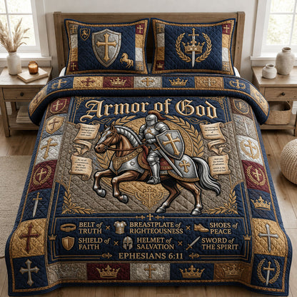 Armor Of God 3-Piece Quilted Bedding Set GFTOPND774