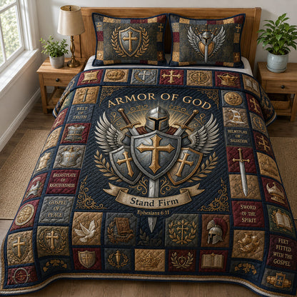 Stand Firm 3-Piece Quilted Bedding Set GFTOPND776