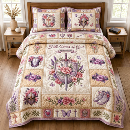 Floral Armor Of God 3-Piece Quilted Bedding Set GFTOPND778