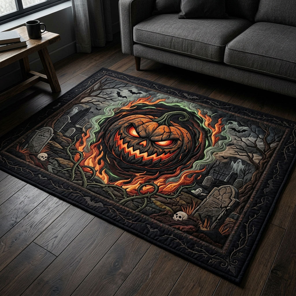 Fiery Cemetery Pumpkin Area Rug GFTOPND783