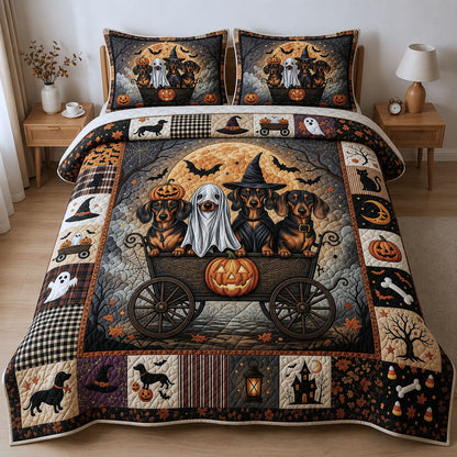 Dachshund Ghost Dog 3-Piece Quilted Bedding Set GFTOPND801