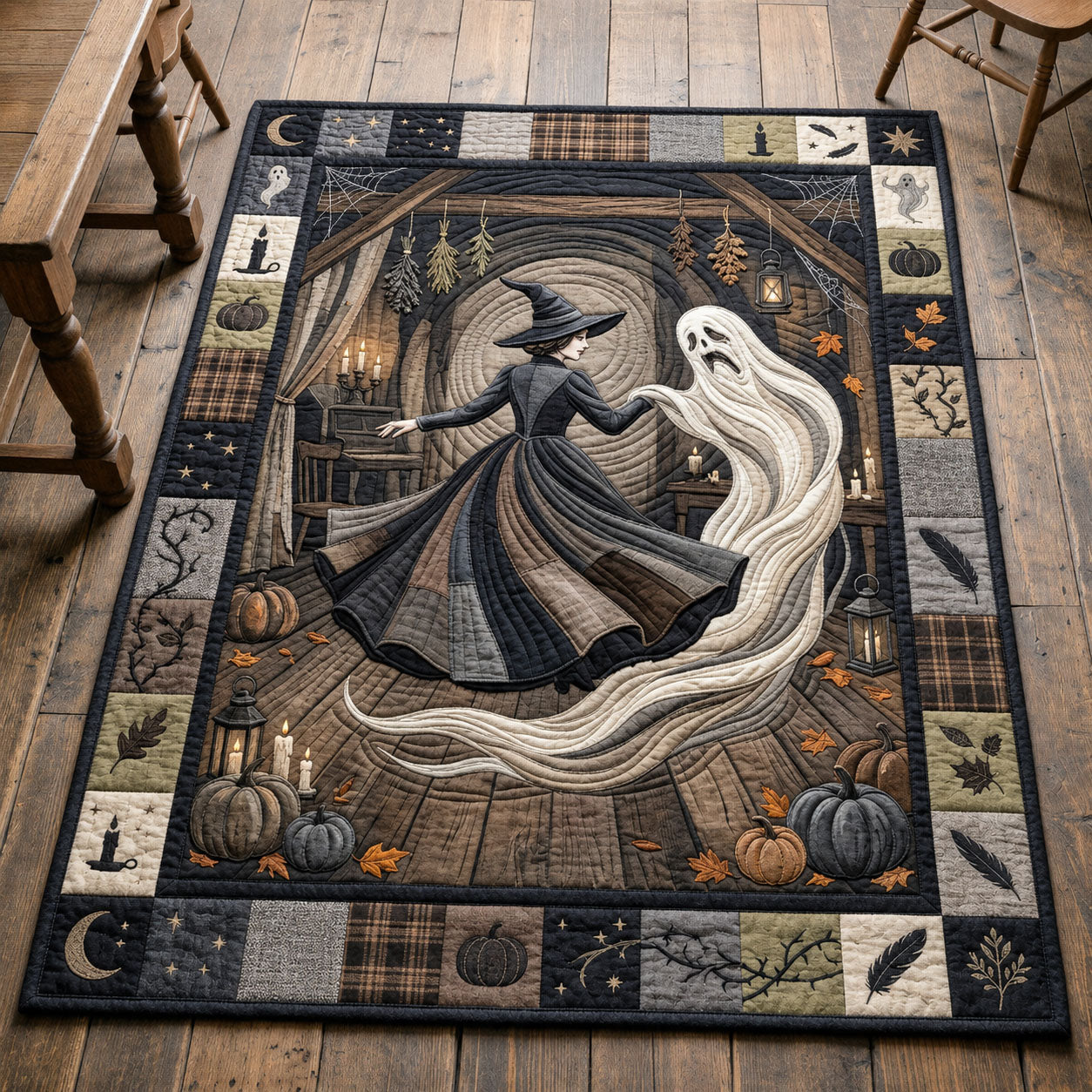 Witch Dancing With Ghost Area Rug GFTOPND806