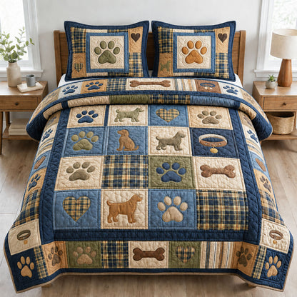 Love Paws 3-Piece Quilted Bedding Set GFTOPND818
