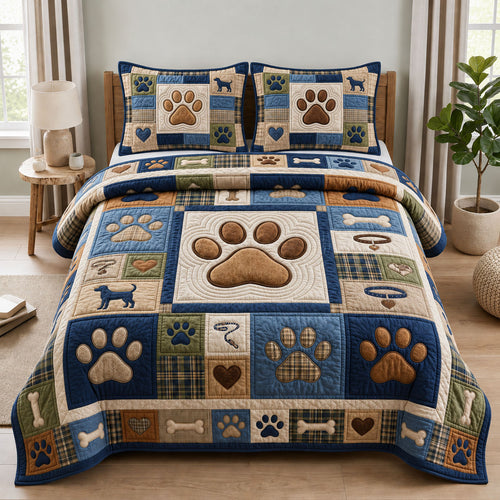 Love Paws 3-Piece Quilted Bedding Set GFTOPND819