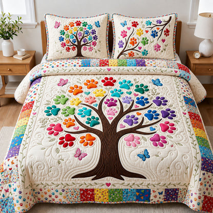 Tree of Paw 3-Piece Quilted Bedding Set GFTOPND824