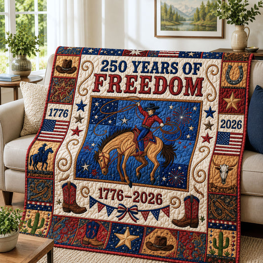 Cowboy 250 Years Of Freedom Quilted Blanket GFTOPND83