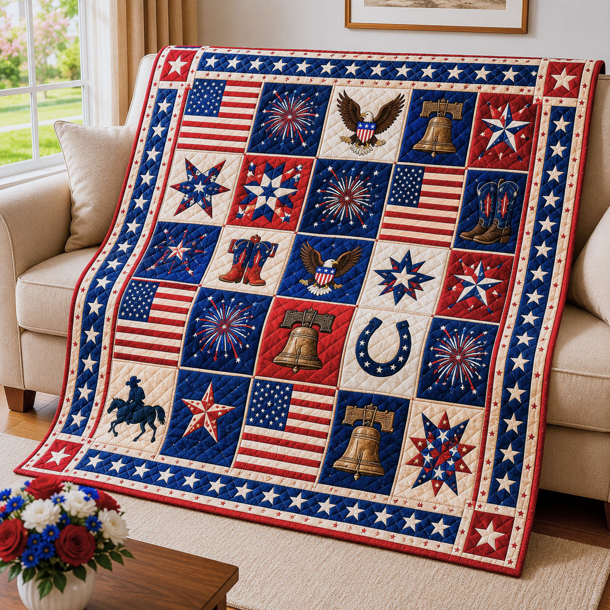 Cowboy America 250 Quilted Blanket GFTOPND85