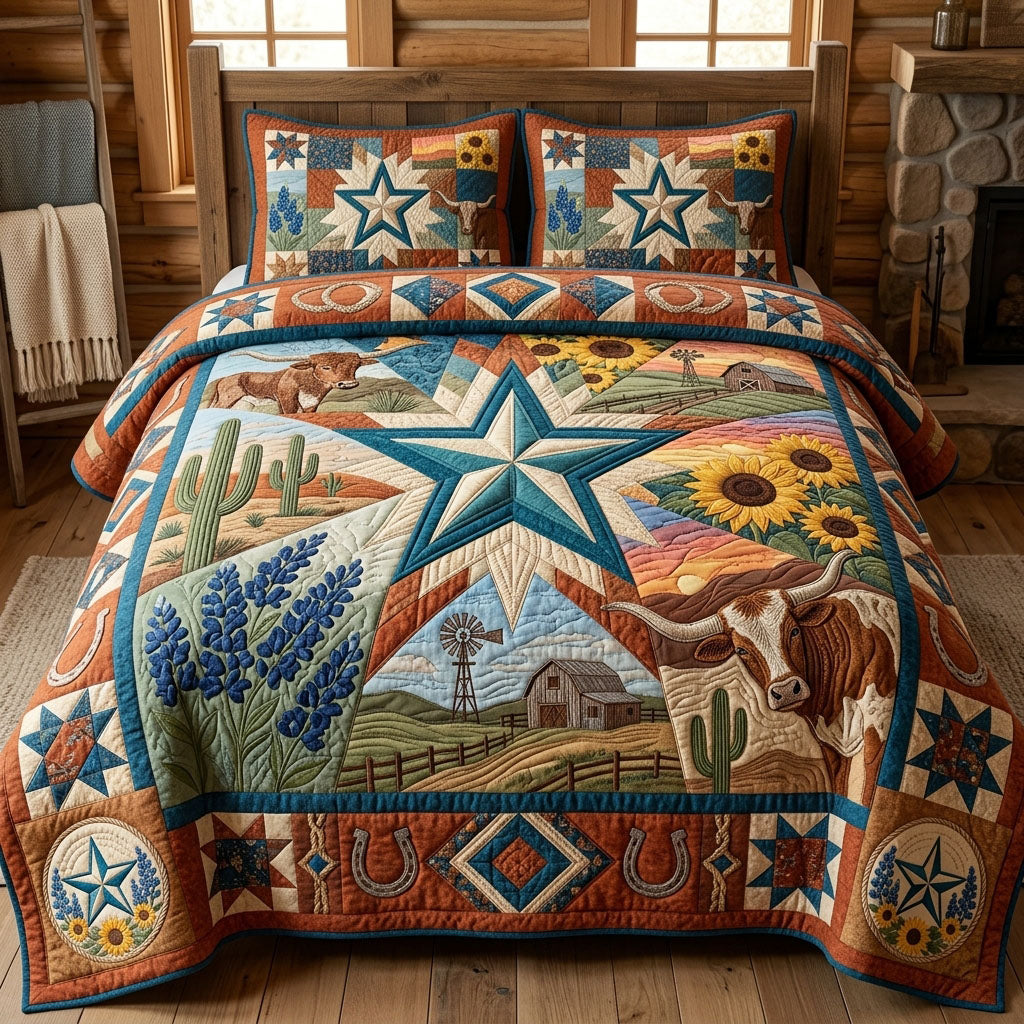 Texas State 3-Piece Quilted Bedding Set GFTOPND852