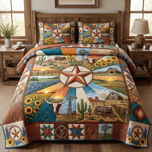 Texas Roots 3-Piece Quilted Bedding Set GFTOPND853