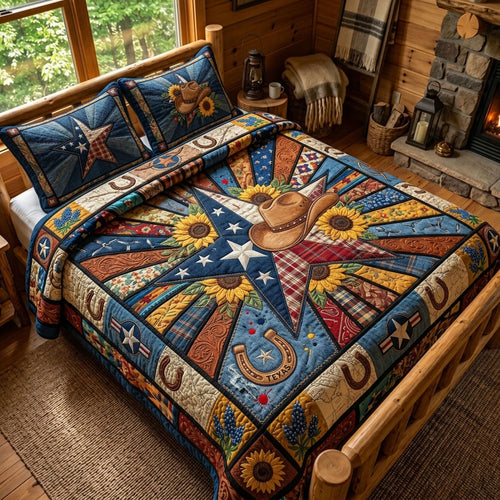 The Lone Star State 3-Piece Quilted Bedding Set GFTOPND854
