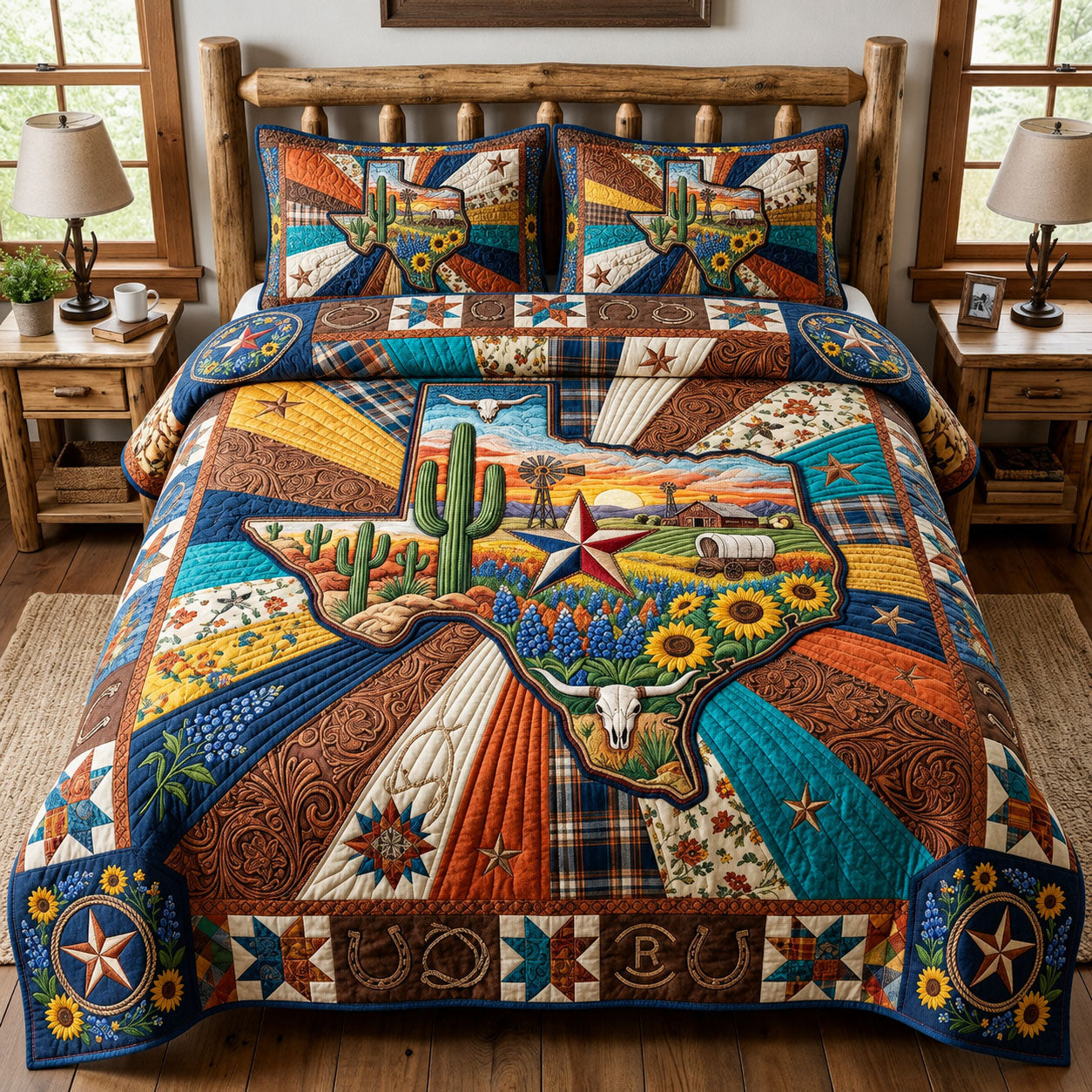 Texas Roots 3-Piece Quilted Bedding Set GFTOPND856
