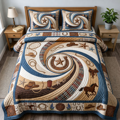 Texas Cowboy 3-Piece Quilted Bedding Set GFTOPND858