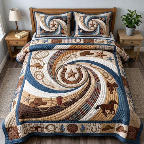 Texas Cowboy 3-Piece Quilted Bedding Set GFTOPND858