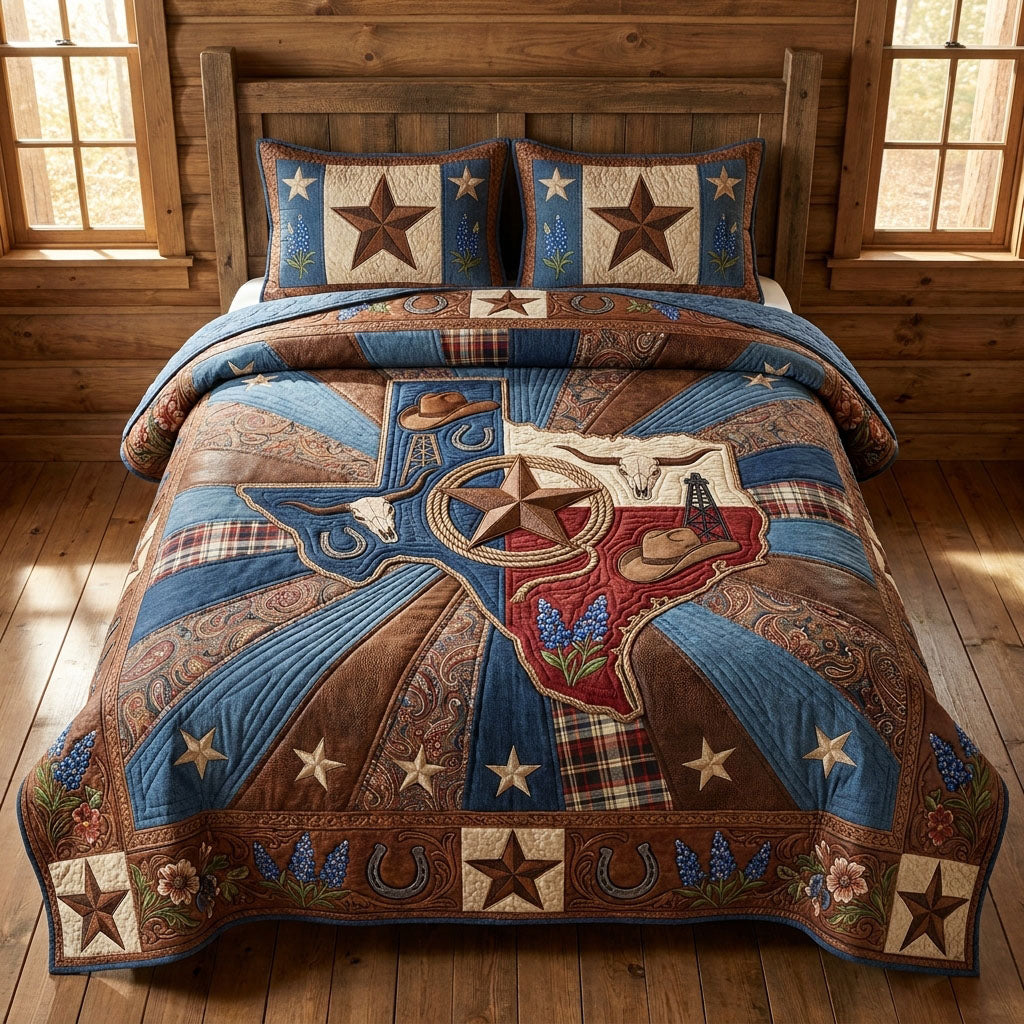 The Lone Star State 3-Piece Quilted Bedding Set GFTOPND859