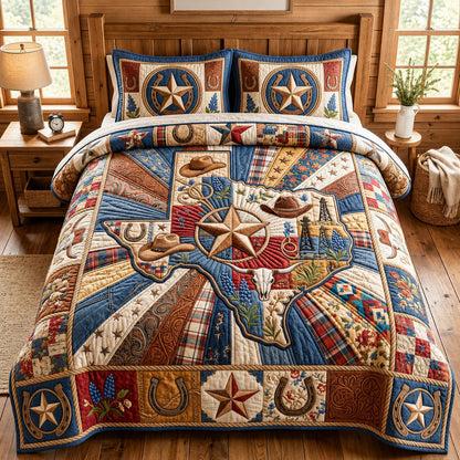 Texas Map 3-Piece Quilted Bedding Set GFTOPND861