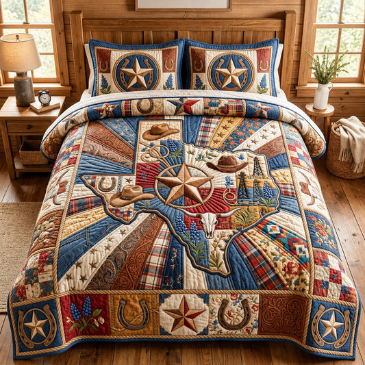 Texas Map 3-Piece Quilted Bedding Set GFTOPND861