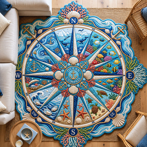Ocean Compass Custom Shape Area Rug GFTOPND866