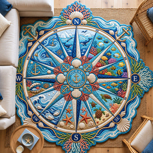 Ocean Compass Custom Shape Area Rug GFTOPND866