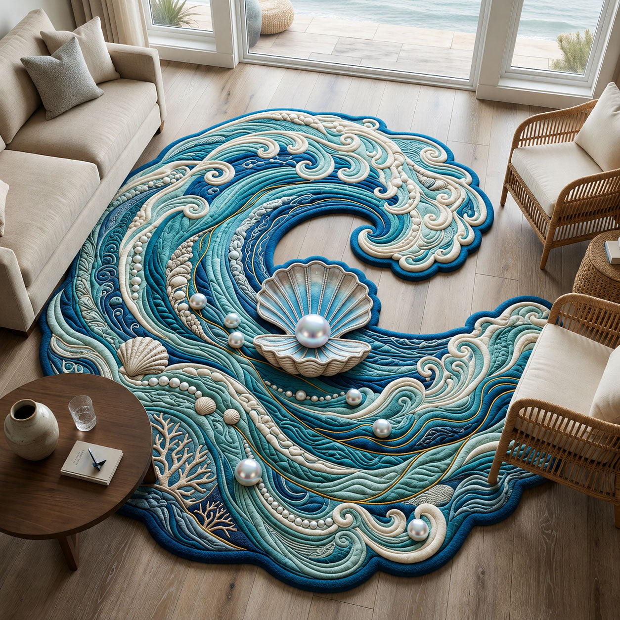 Ocean Wave Crown Custom Shape Area Rug GFTOPND868