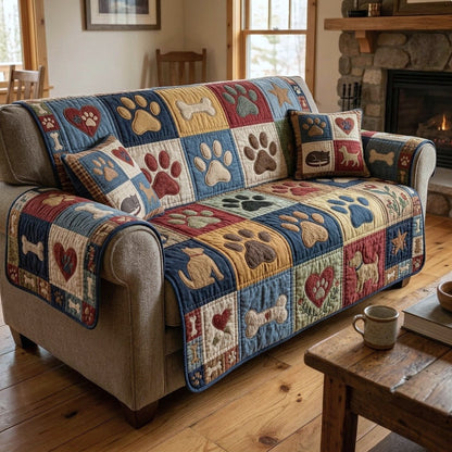 Colorful Paw Quilted Sofa Cover GFTOPND877