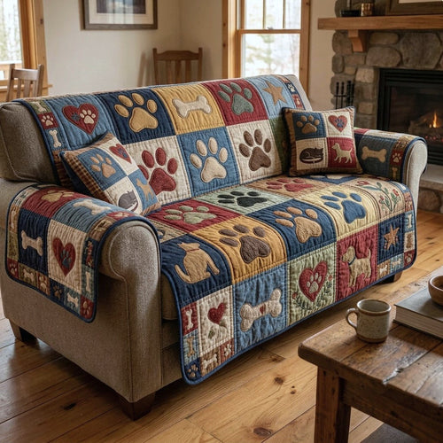 Colorful Paw Quilted Sofa Cover GFTOPND877
