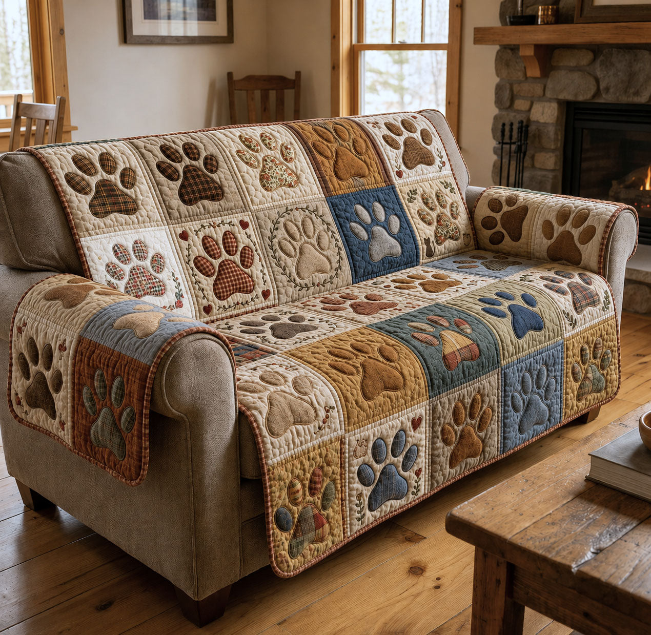 Love Paw Quilted Sofa Cover GFTOPND880