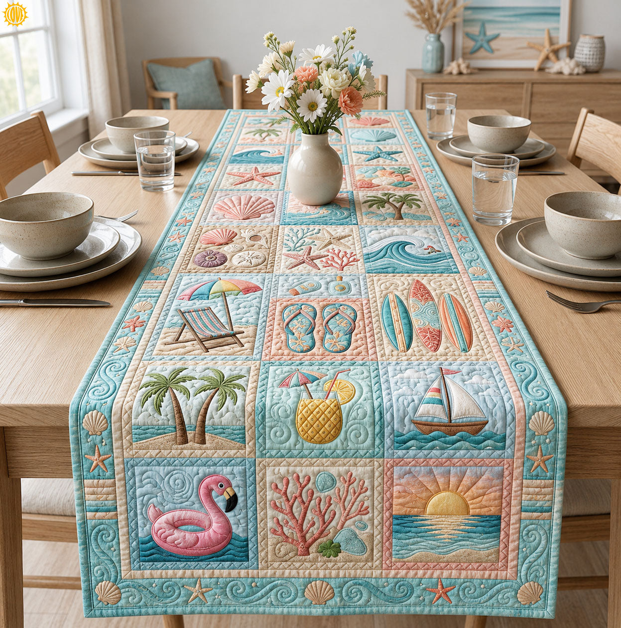 Beach Summer Vacation Quilted Table Runner GFTOPND90