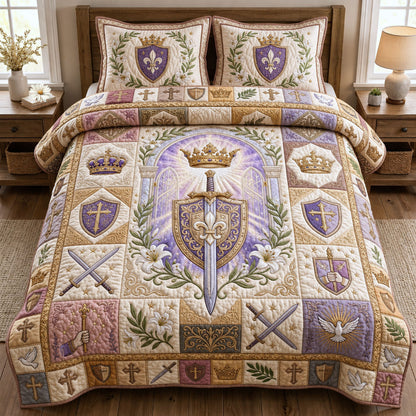 Purple Armor Of God 3-Piece Quilted Bedding Set GFTOPND902