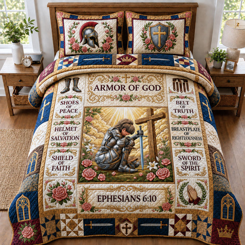 Kneeling Knight 3-Piece Quilted Bedding Set GFTOPND906