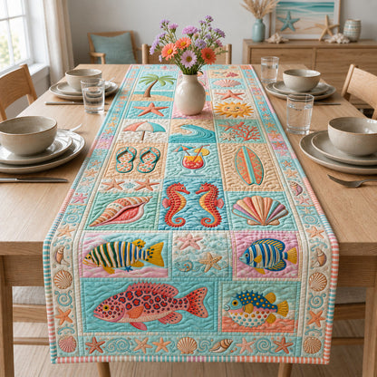 Colorful Summer Vacation Quilted Table Runner GFTOPND91