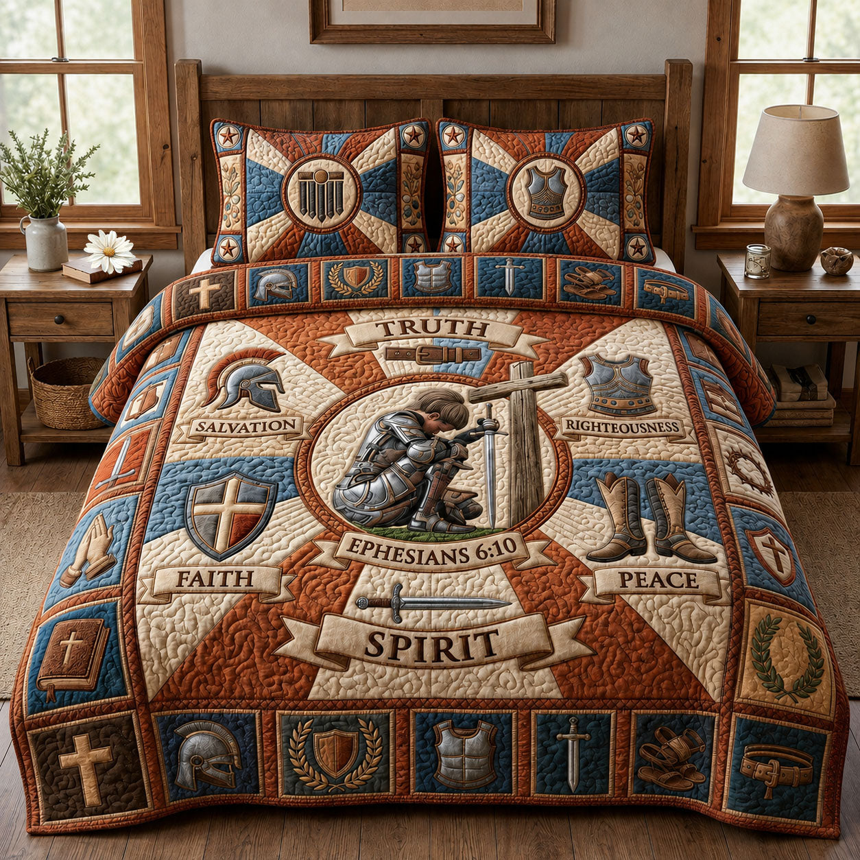Armor Of God 3-Piece Quilted Bedding Set GFTOPND923